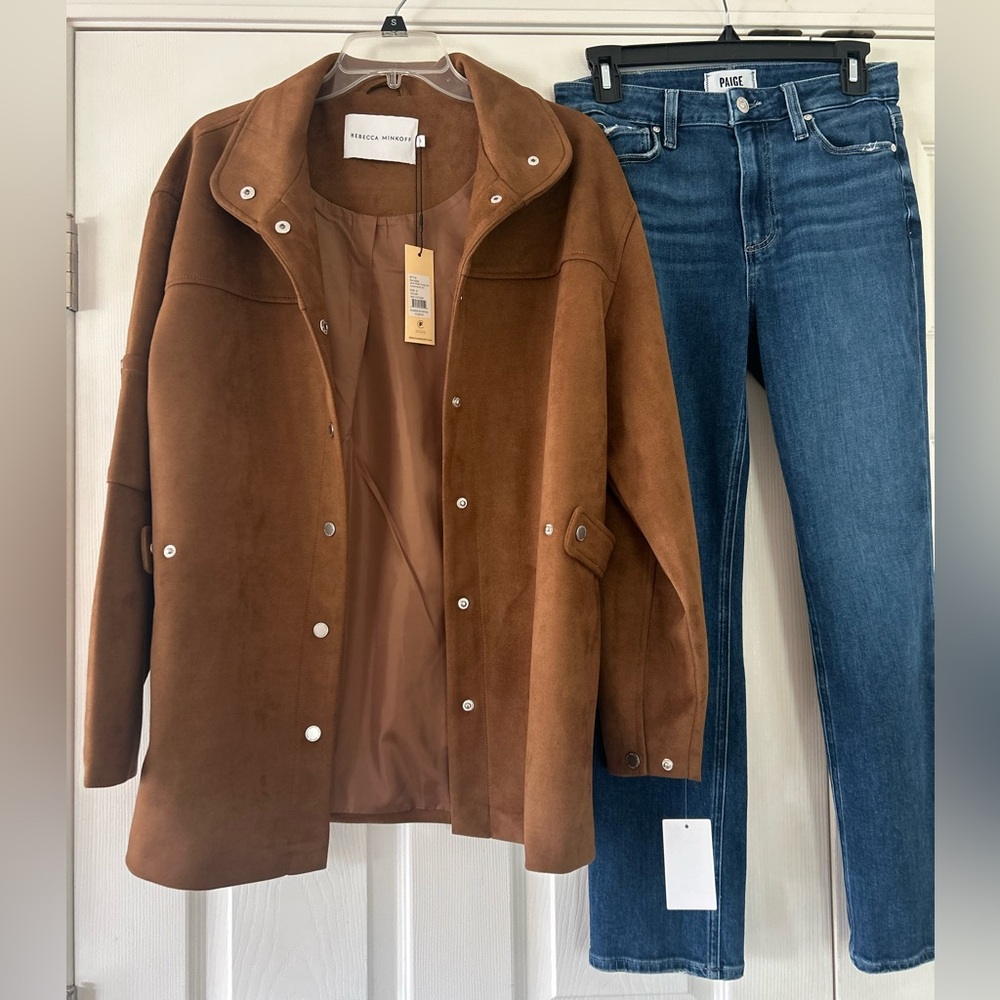 Rebecca Minkoff Chestnut Brown Suede-Effect Snap Jacket - Picture 8 of 11
